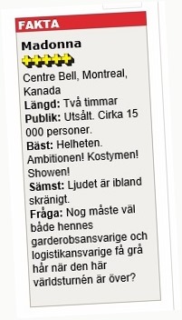 Aftonbladet ger Rebel Heart Tour högsta betyg!