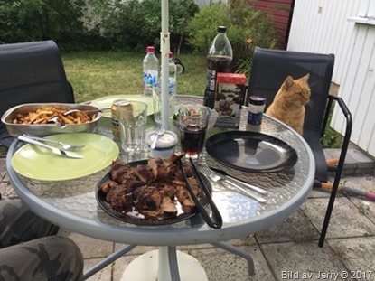 25 juli 2017 Felix sitter med vid bordet